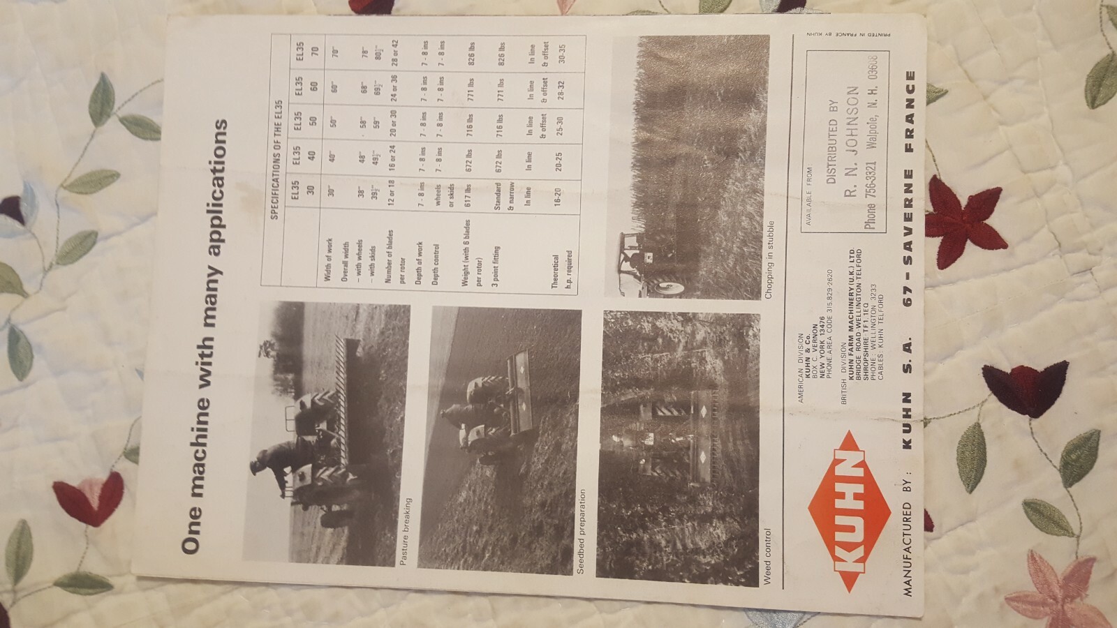 Farm Equipment Brochure – Kuhn – EL 35 series – Power Tiller