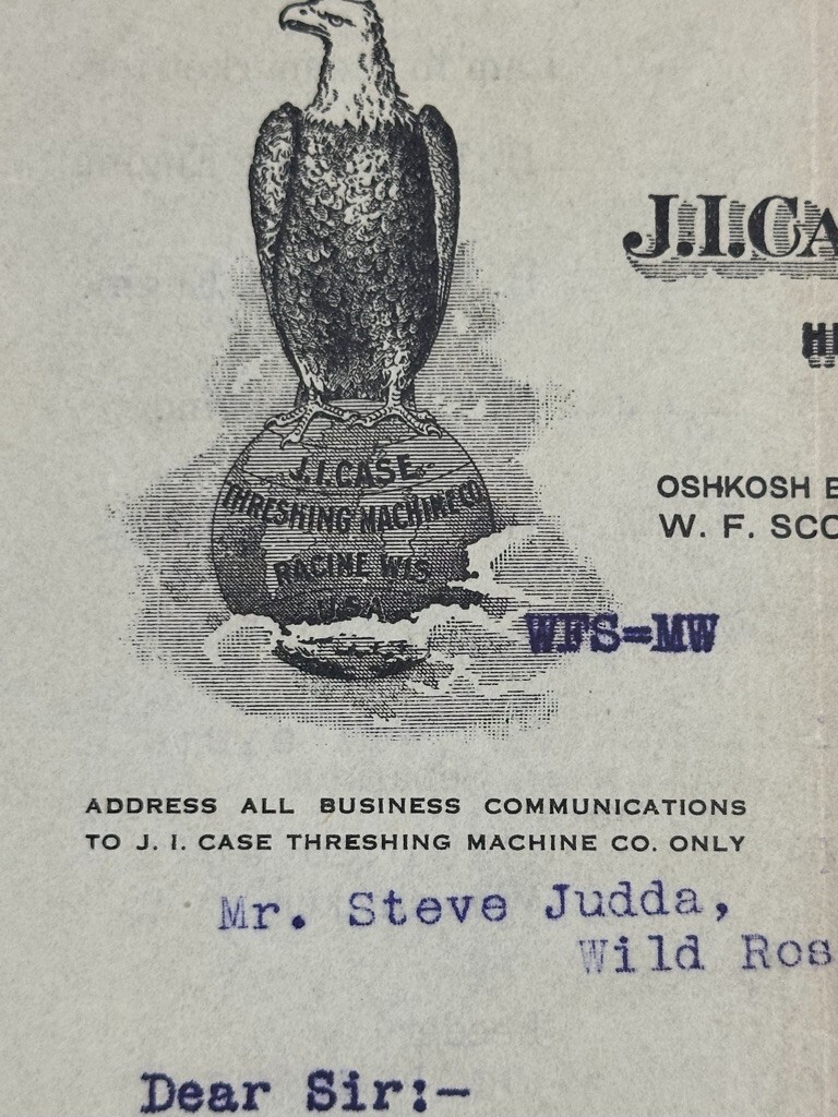 1913 JI CASE THRESHING Machine OSHKOSH WI Postal Cover Letter FARM ADVERTISING