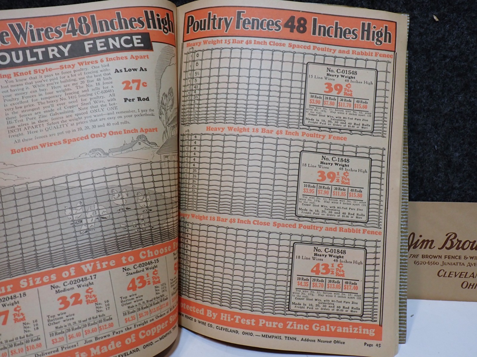 1937 JIM BROWN&rsquo;S FENCE & BARB WIRE PAINT HORSE HARNESS STOVE FARMING CATALOG