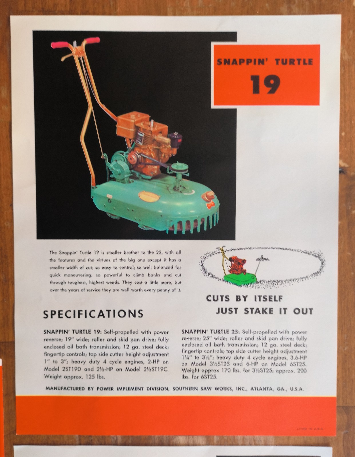 McDonough Power Lawn Mower East Point Ga. SNAPPER LINE 5pc FLYER & BROCHURE SET