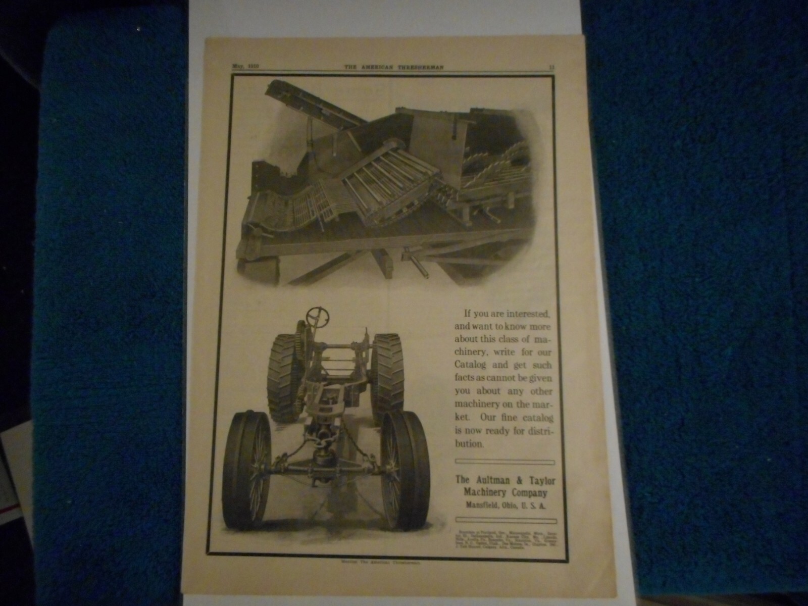 Aultman & Taylor Machinery Co 1910 Original Advertisement:Tractor Chassis Shown