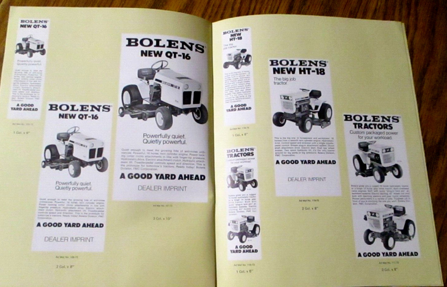 Bolens Lawn Garden Tractor & Attachments & Mowers Dealer Advertising Sales Guide