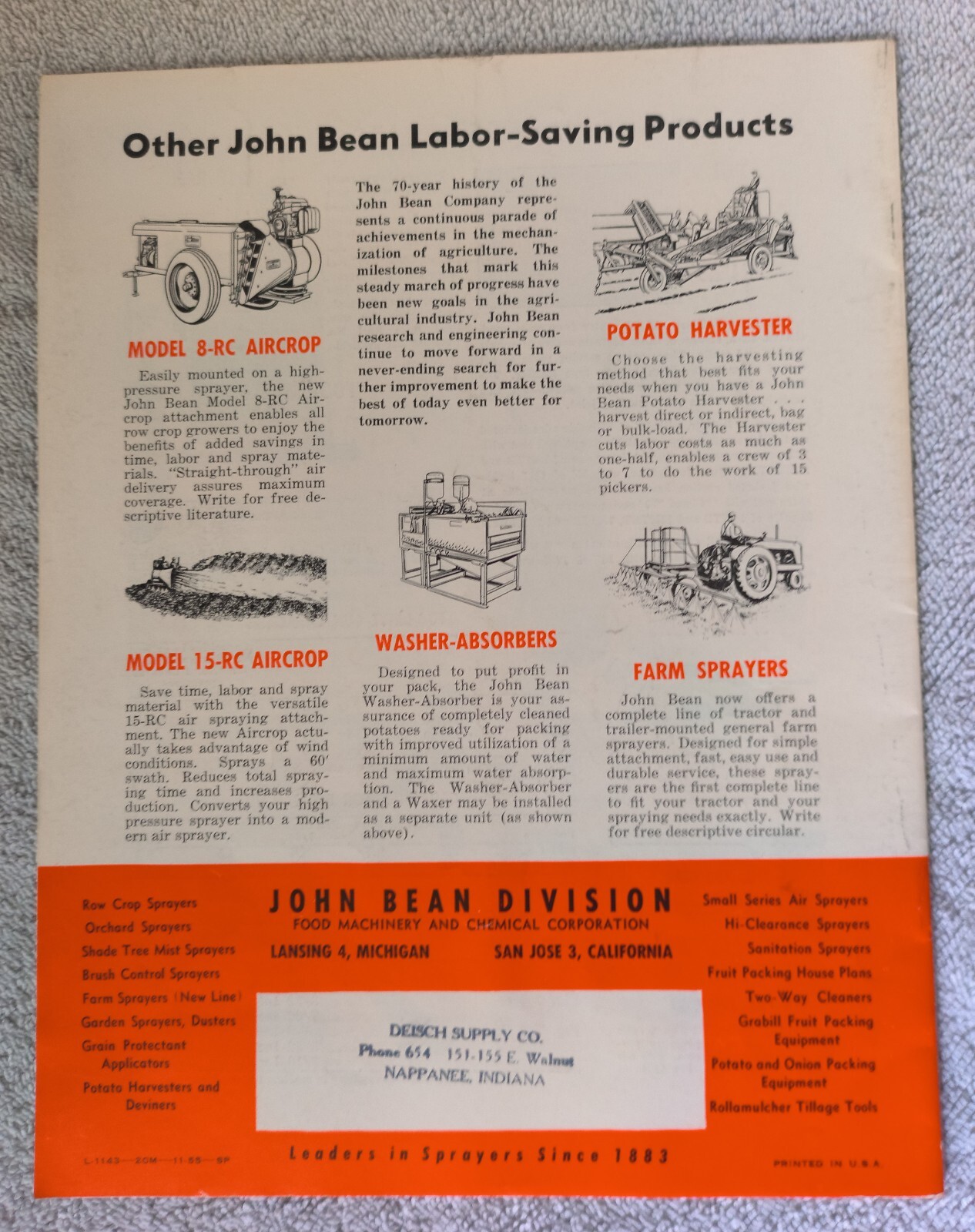 VINTAGE 1950&rsquo;s JOHN BEAN ALL PURPOSE SPRAYERS 24 Page BROCHURE/CATALOG