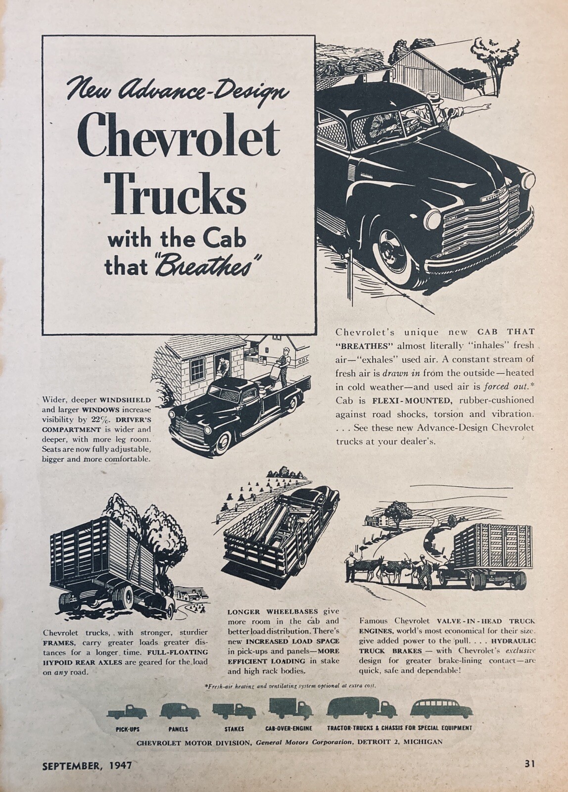 1947 AD.(XF14)~CHEVROLET MOTOR CO. TRUCKS FOR THE FARM
