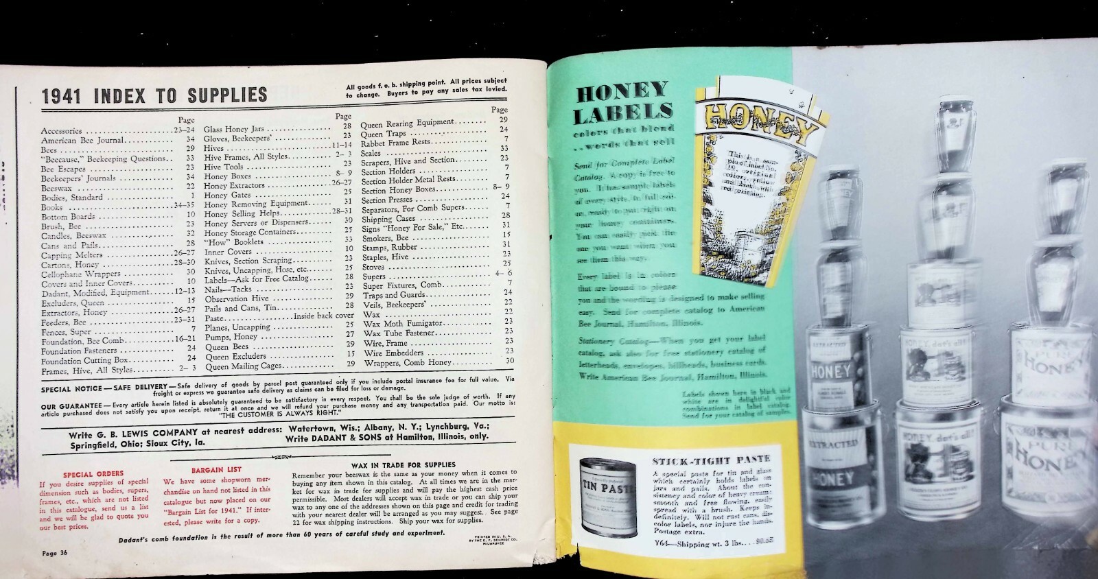 Lewis Beeware Dadant Foundation Beekeepers Suppliers Vintage Catalog 1941