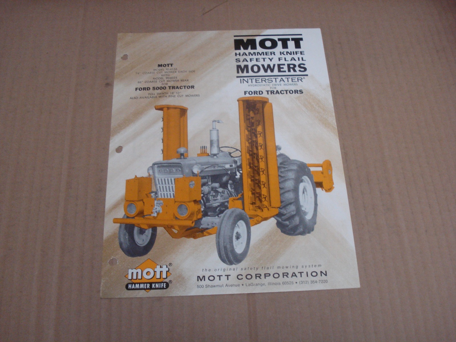 Mott Hammer Knife Safety Flail Mowers for Ford Tractors Brochure 1975
