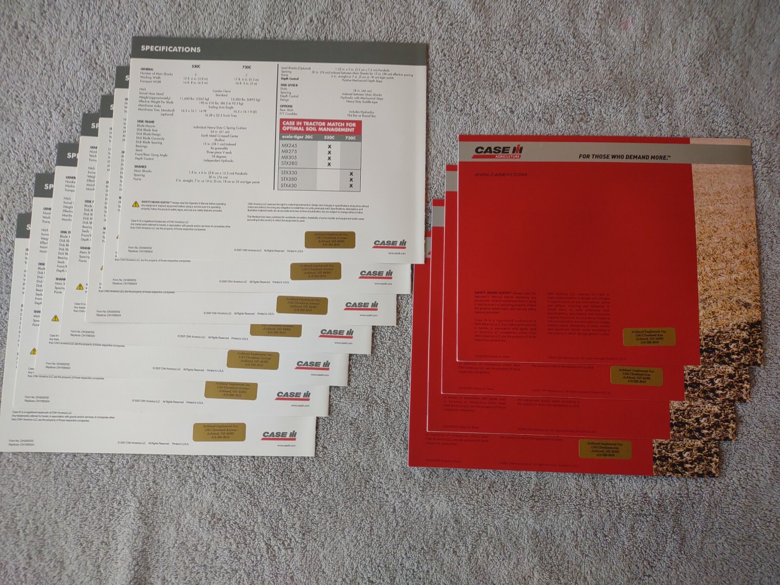 Case IH Ecolo-Tiger 30C Series Ecolo-Tiger 870 Sales Brochures. Lot Of 11.