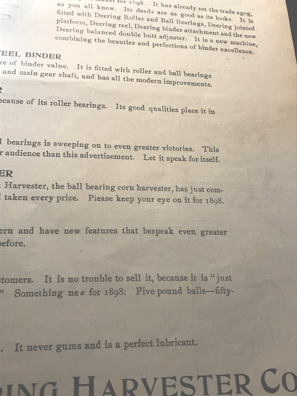 ORIGINAL 1897 Deering Harvester Farm Binder Advertising – Chicago – 10” X 14”