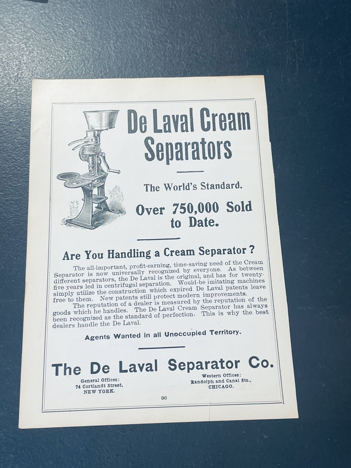 ORIGINAL 1907 De Laval Cream Separators Farm Advertising