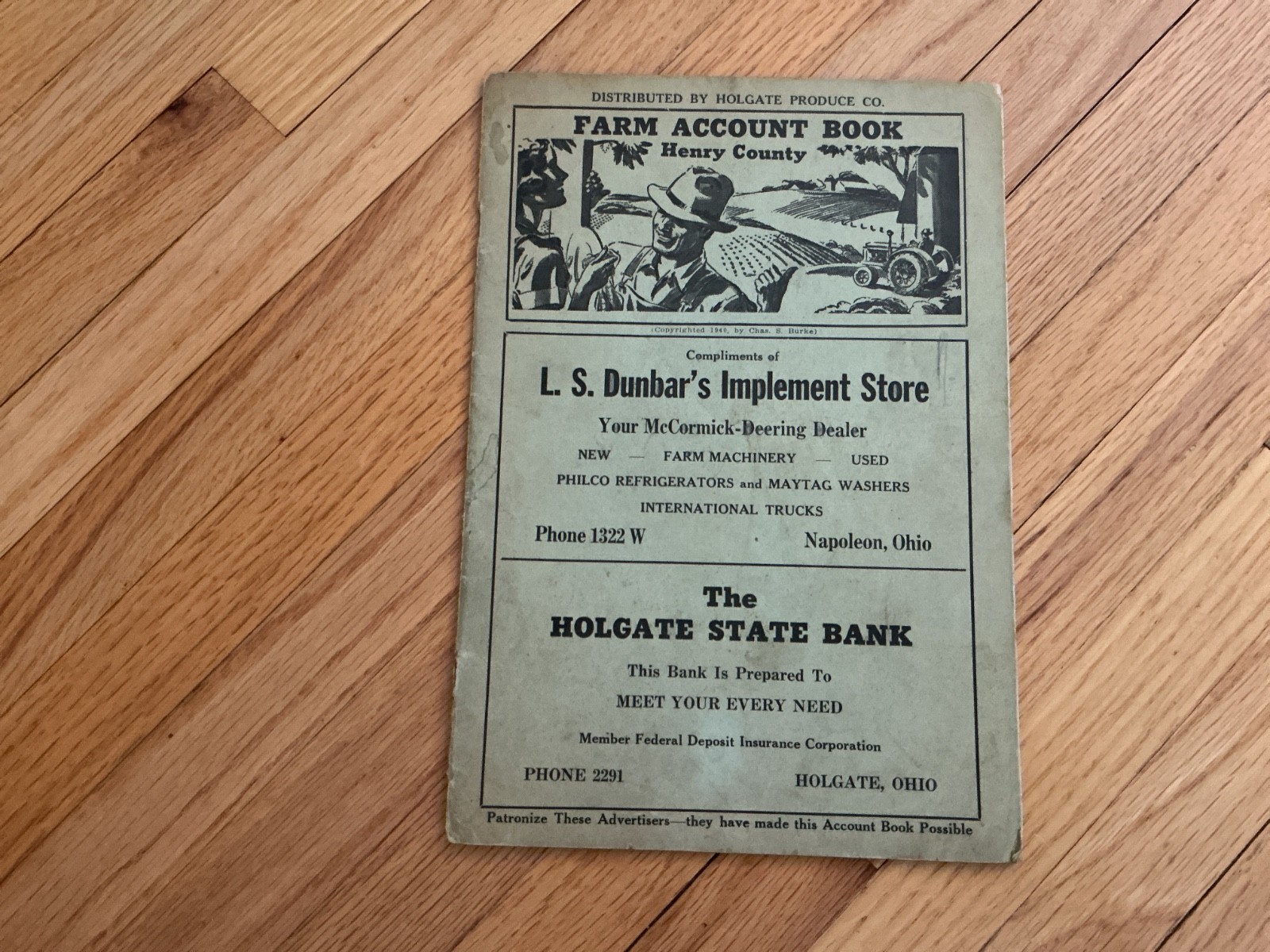 1940 Farm Acct. Record Book – Holgate Produce Co. Holgate, Ohio – Henry County