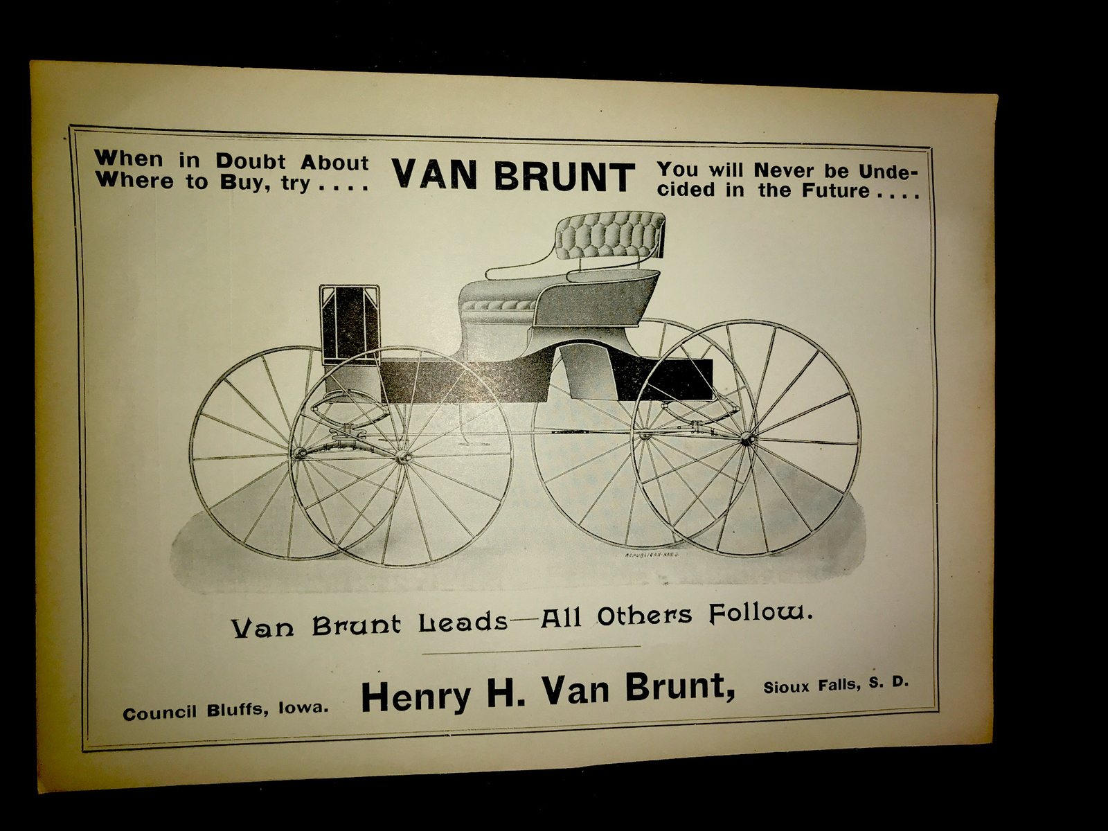 1905 Van Brunt Wagon – Council Bluffs IA – Sioux Falls SD – Farm Advertising