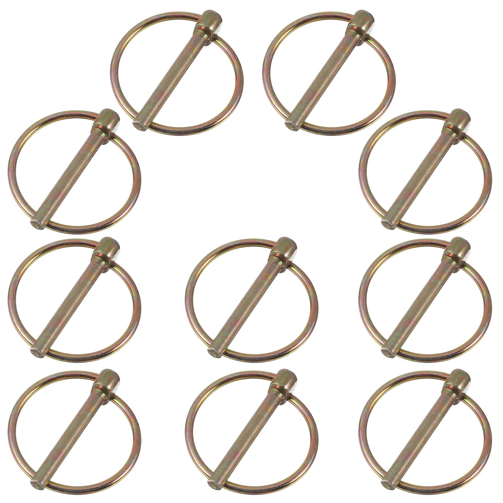 10Pcs Lynch Pin with Ring, Heavy Duty Round Linch Pins Assortment for Farm Tract