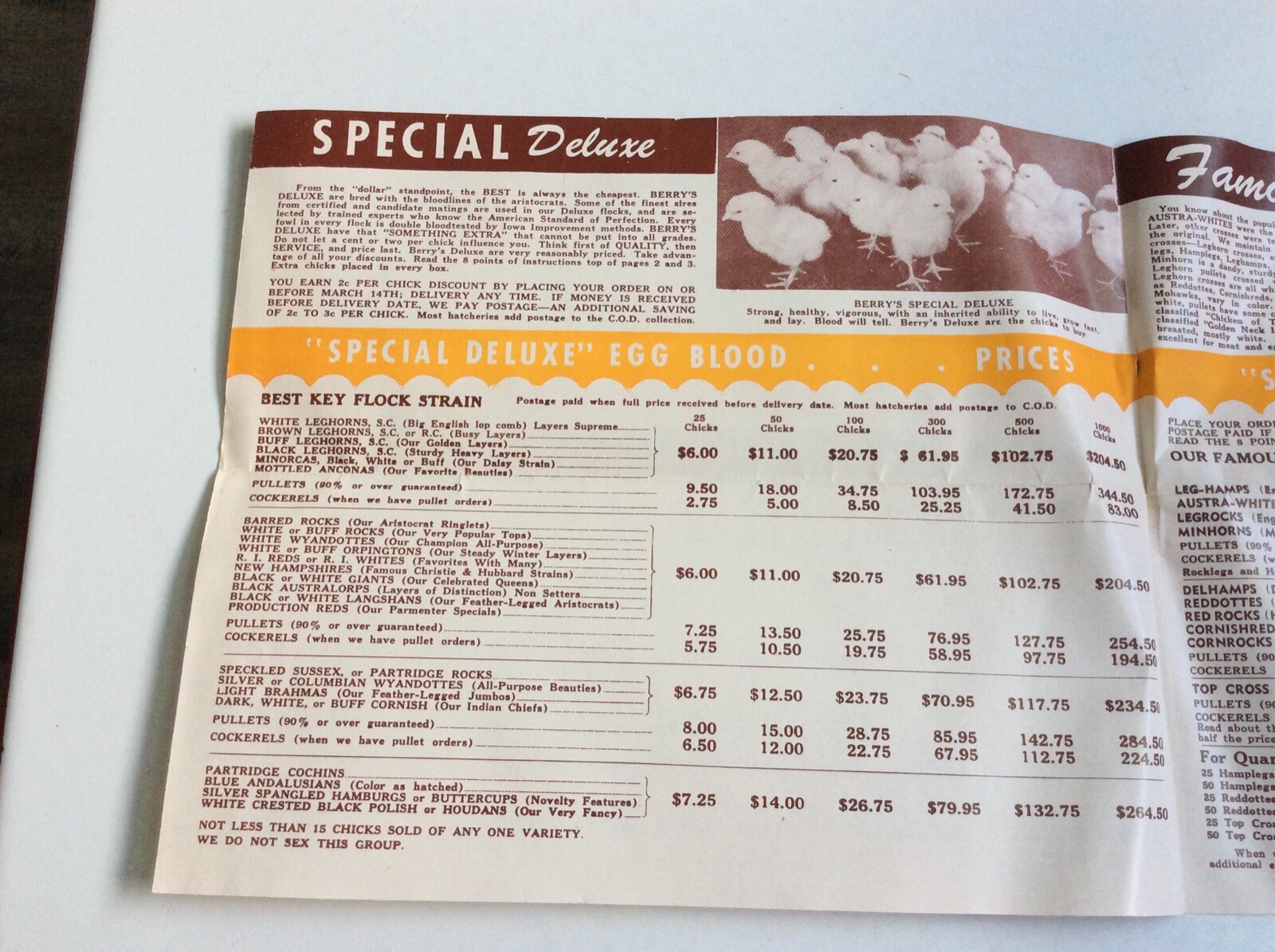1956-58 Berry’s Farm & Hatchery Chick & Poultry Brochures W/Prices Clarinda Iowa