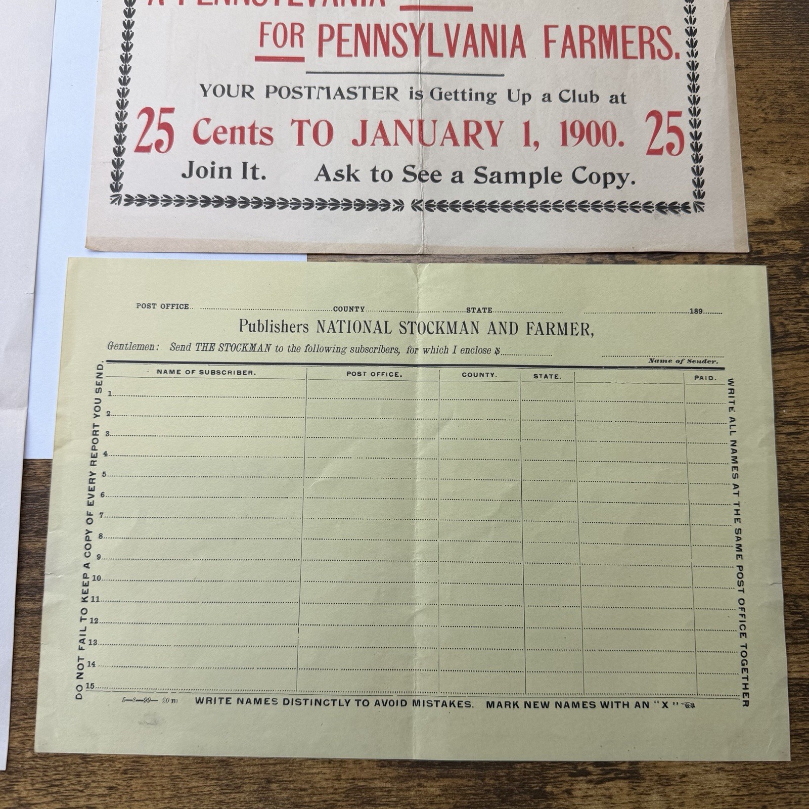 1899 National Stockman and Farmer Newspaper Prospectus Kit Poster Pittsburgh PA