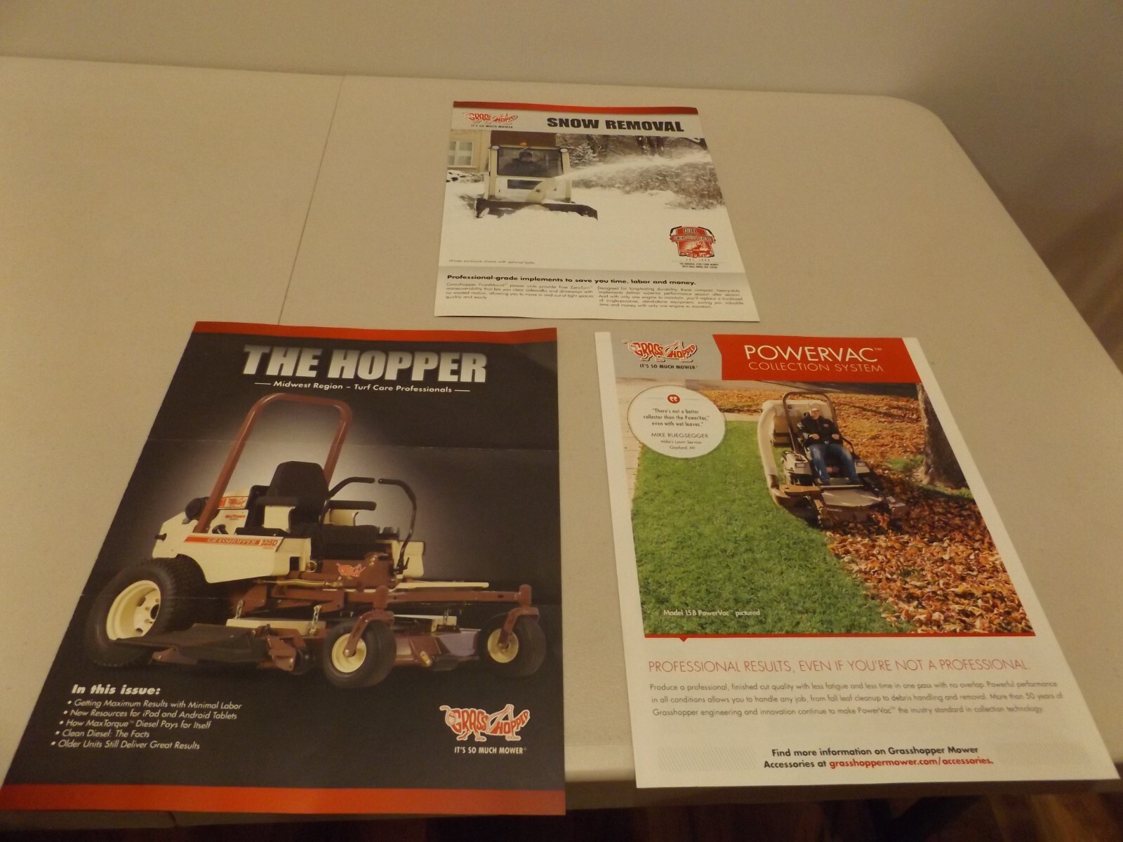 3-pc. GRASSHOPPER TUFF-CARE, SNOW REMOVAL, POWERVAC SYSTEMS, 2011, 2011, 2016