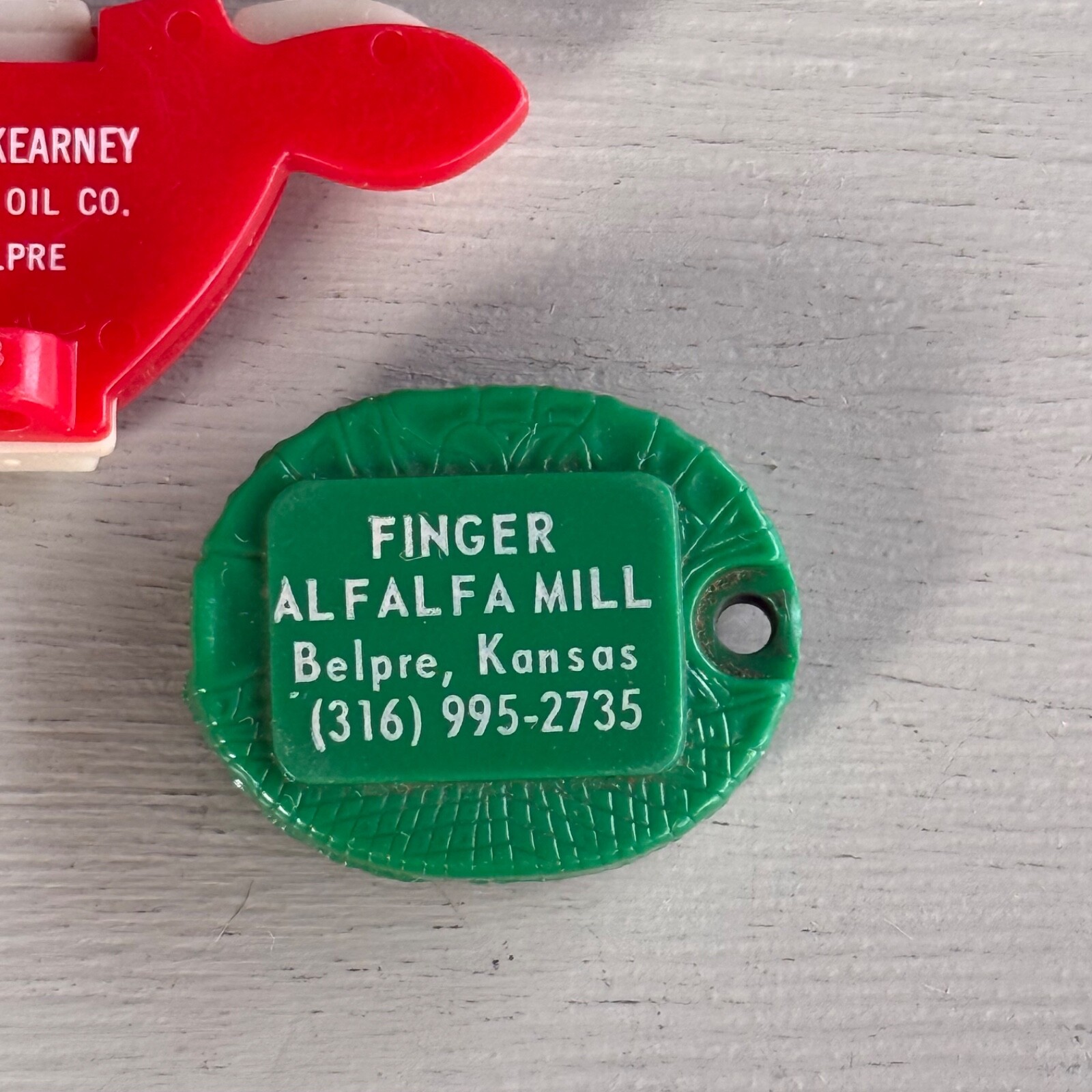 3 Vintage Advertising Keychains Belpre KS Kansas Alfalfa Mill Mobil Oil Bull Cow
