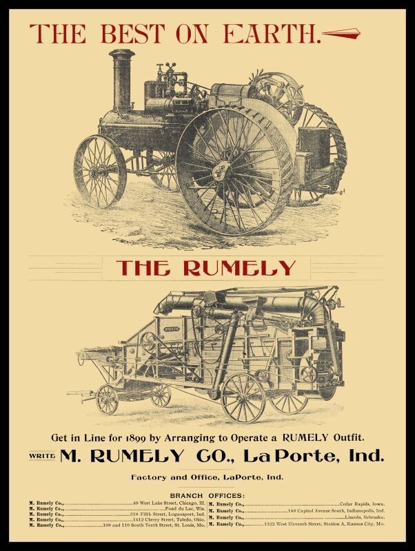 1898 Rumely Steam Tractor & Threshing Machine NEW Metal Sign: 12×16&Prime; Ships Free