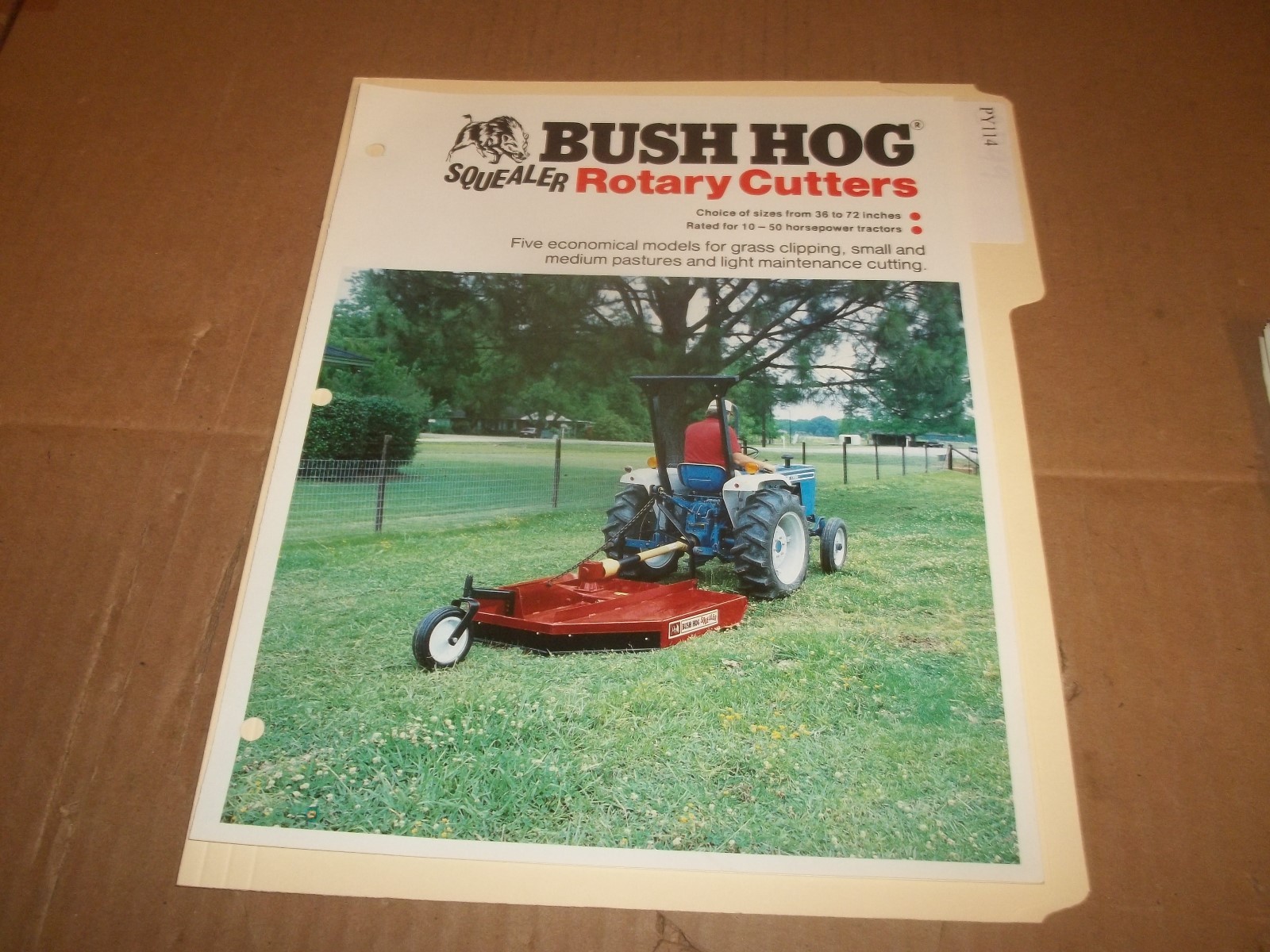 PY114) Bush Hog Sales Brochure 4 Pages – Squealer Rotary Cutters