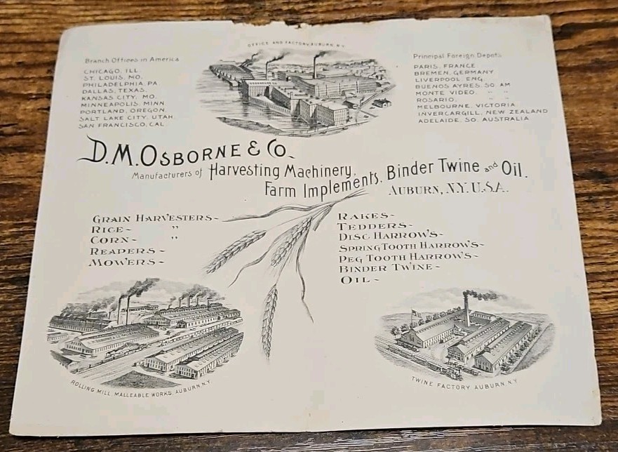D.M. Osborne Harvester Farm Machinery Brochure Implements Chicago World Fair