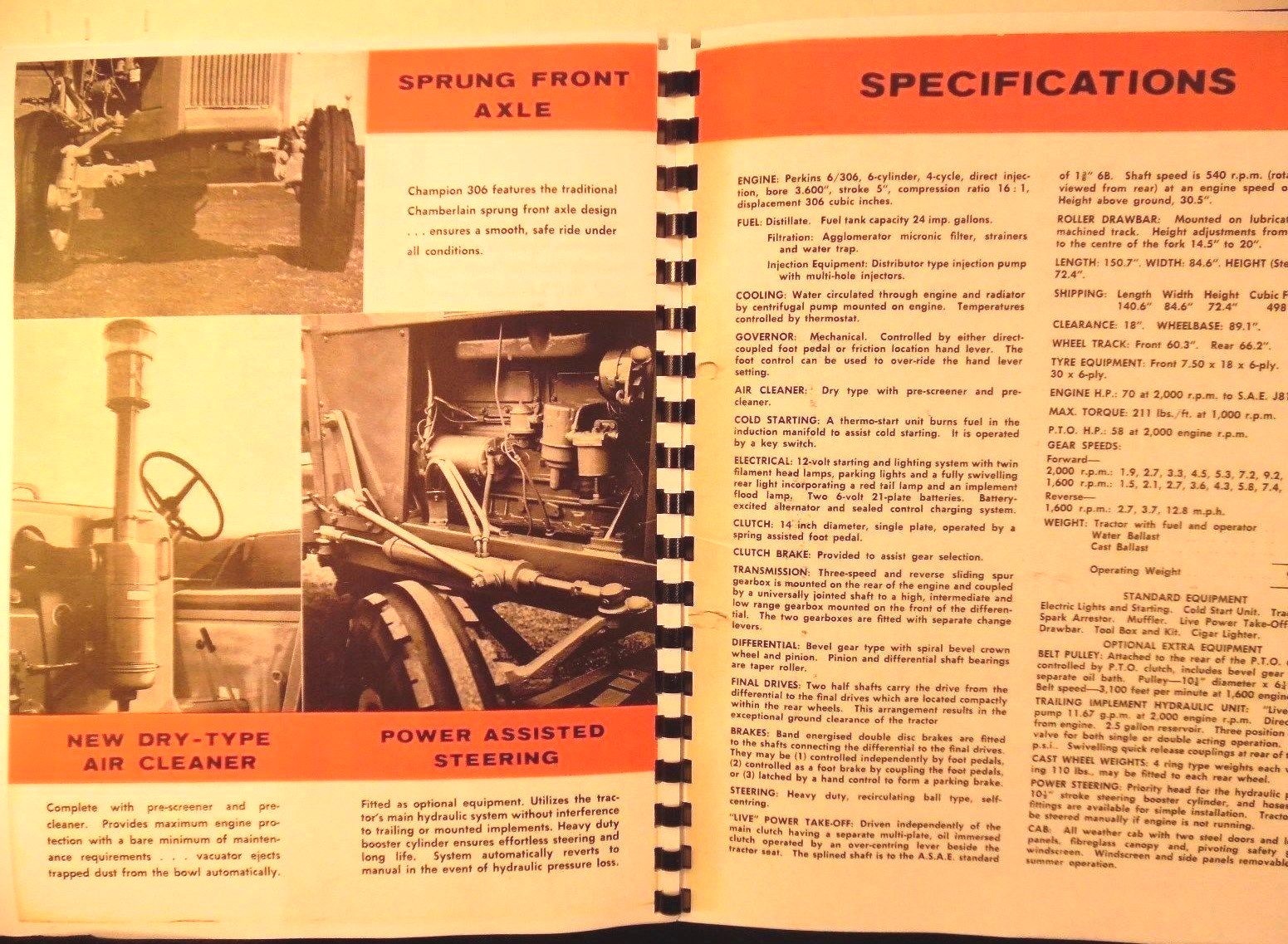 Chamberlain Champion 306 70 H.P.Sales Manual Austrailias Own Tractor Illustrated