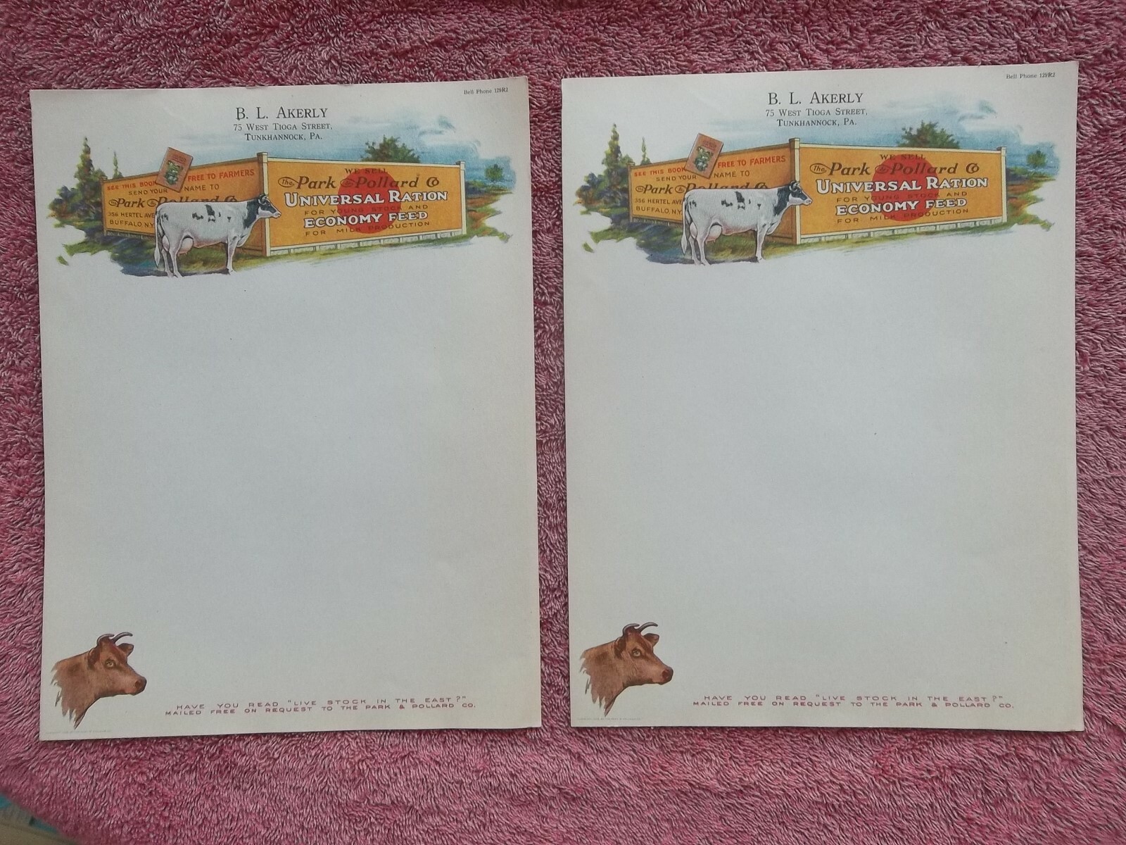 PARK & POLLARD UNIVERSAL RATION ECONOMY FEED STATIONERY Tunkhannock PA COWS