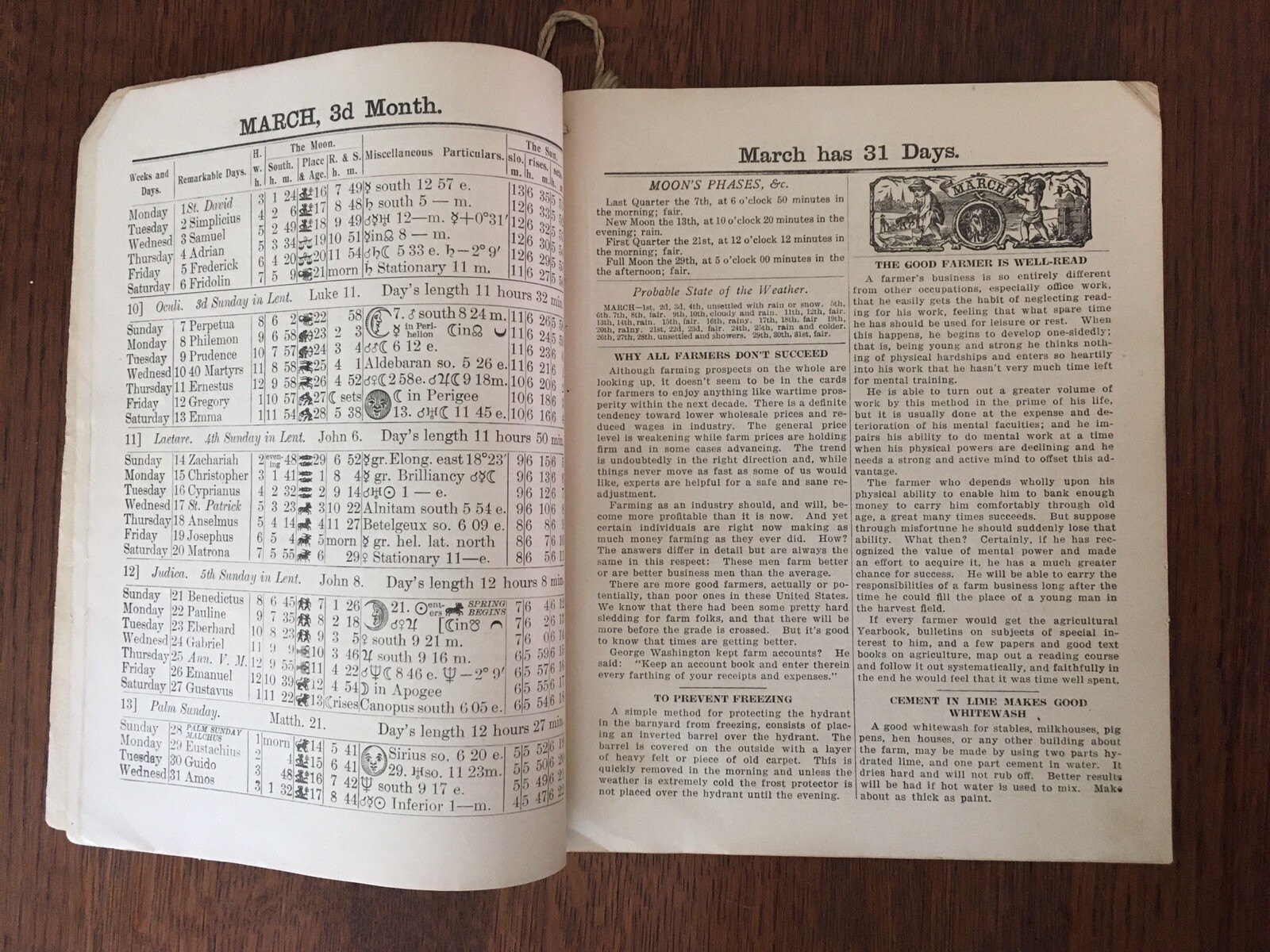 Vintage 1926 John Bear Baer&rsquo;s Agricultural Almanac Lancaster PA