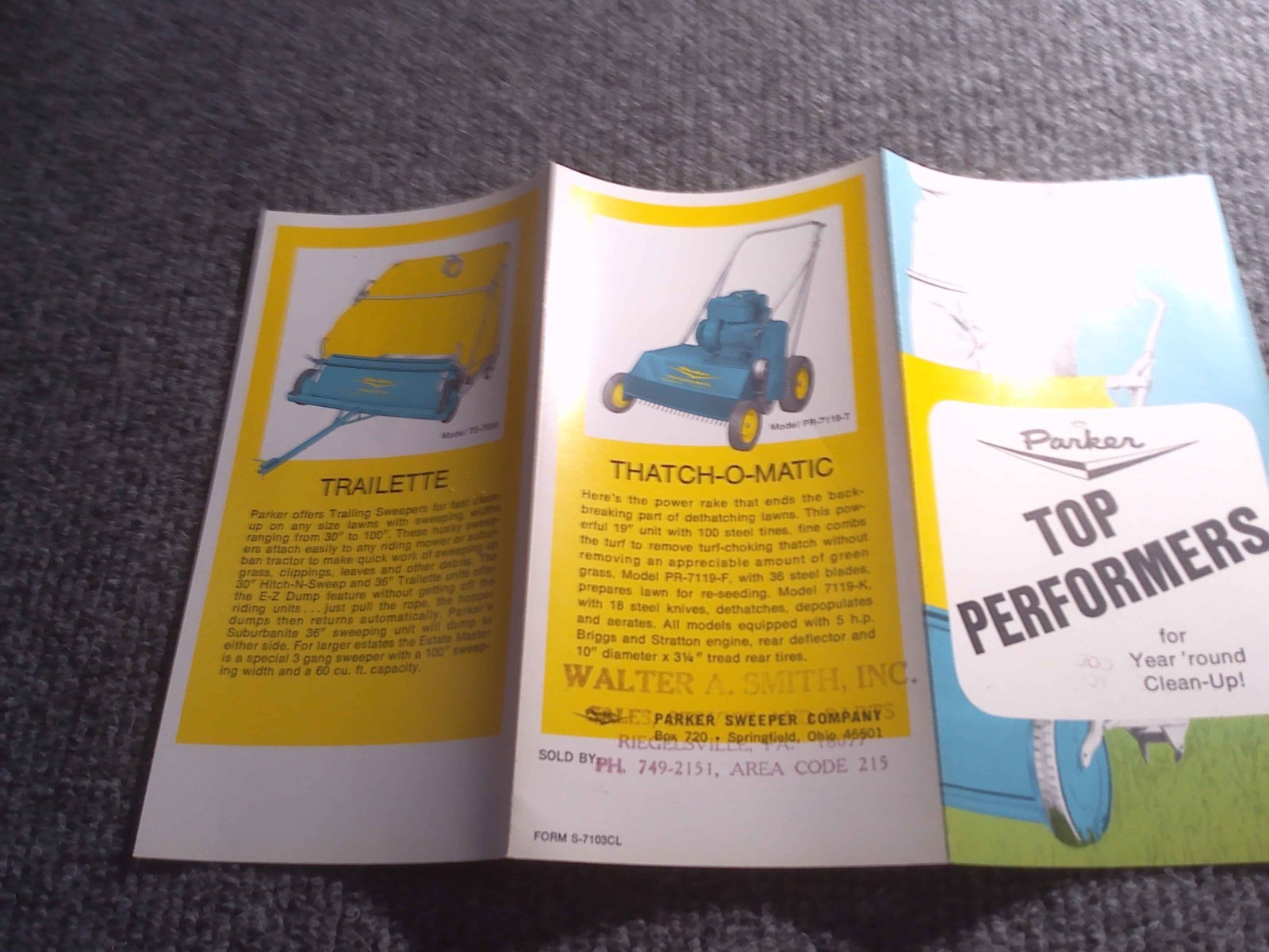 PARKER SWEEPER BROCHURE *** VINTAGE ORIGINAL