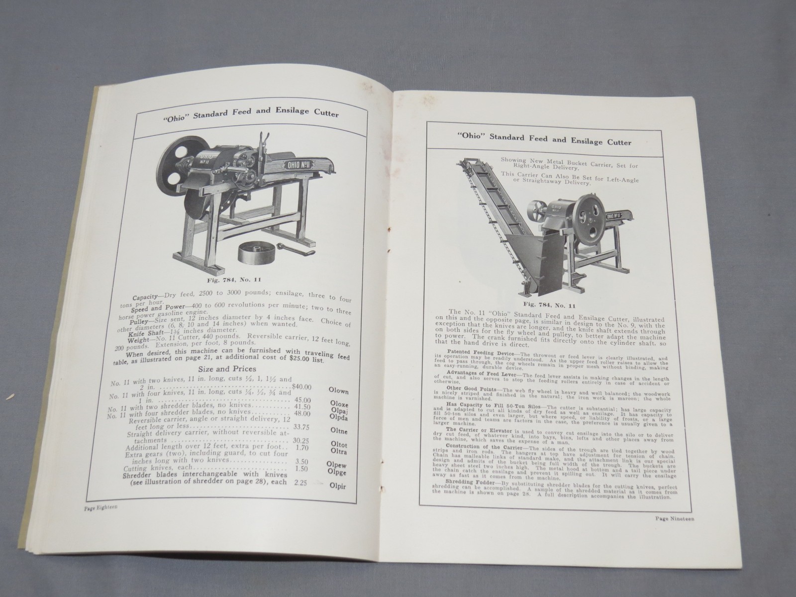 Vintage 1912 Ohio Silage Cutters Silver Manufacturing Sales Catalog Brochure