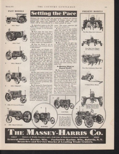 1931 MASSEY HARRIS TRACTOR FARM AGRICULTURE PLANTER RACINE BATAVIA AD 10340