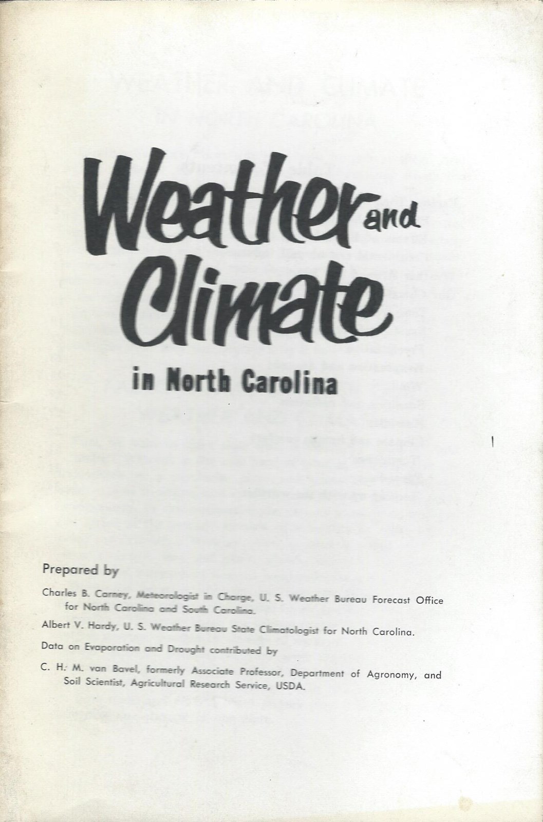 Farm Report – Weather and Climate in North Carolina – c1962 (F5606)