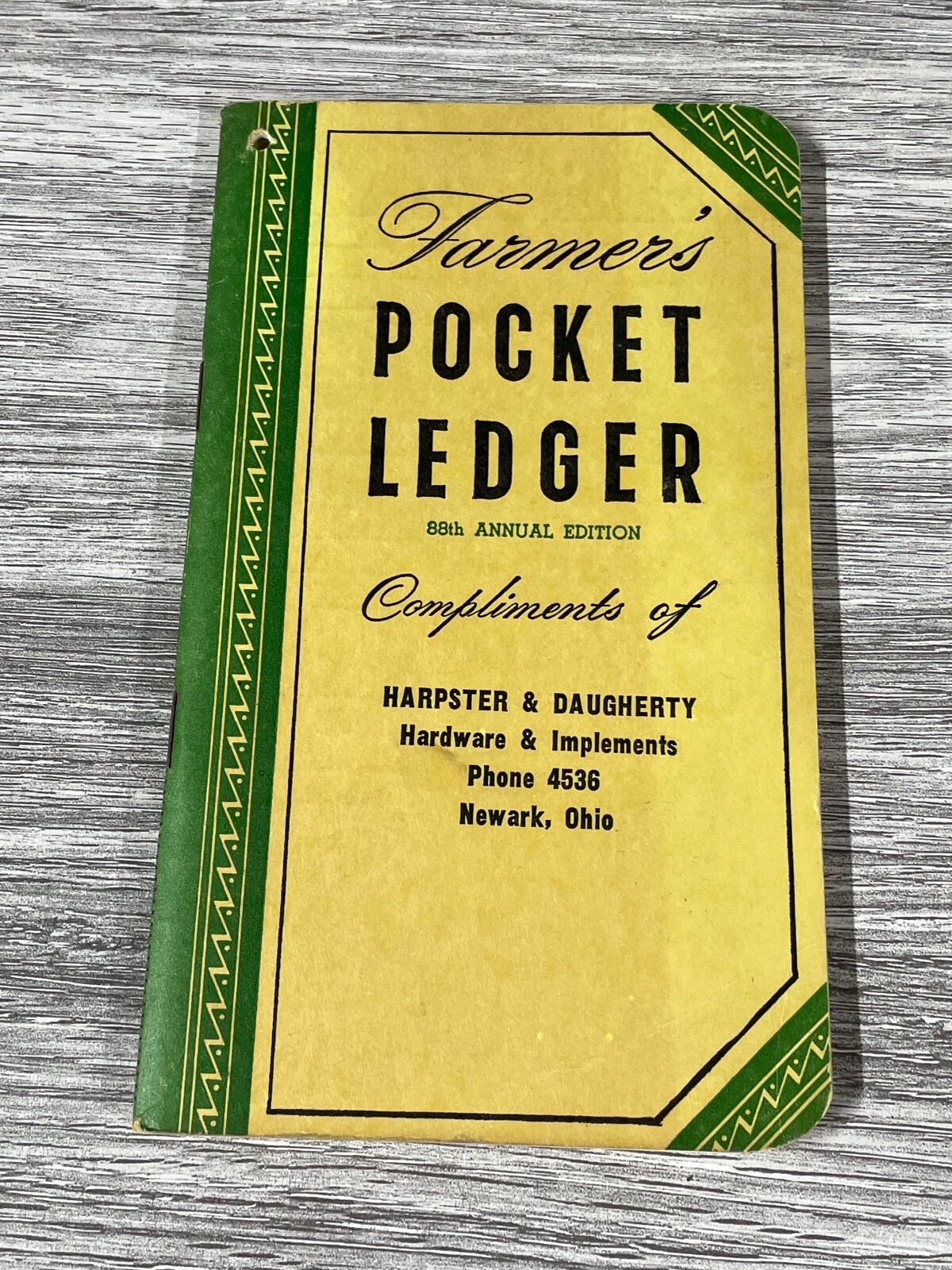 Farmer&rsquo;s Pocket Ledger Newark Ohio 6.5&Prime; x 3.5&Prime; Harvester & Daugher 1954-55 Unuse