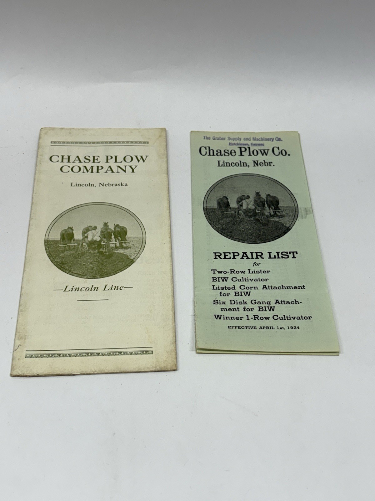 RARE 1920&rsquo;s Chase Plow Co. Lincoln Nebraska NE Repair Brochures