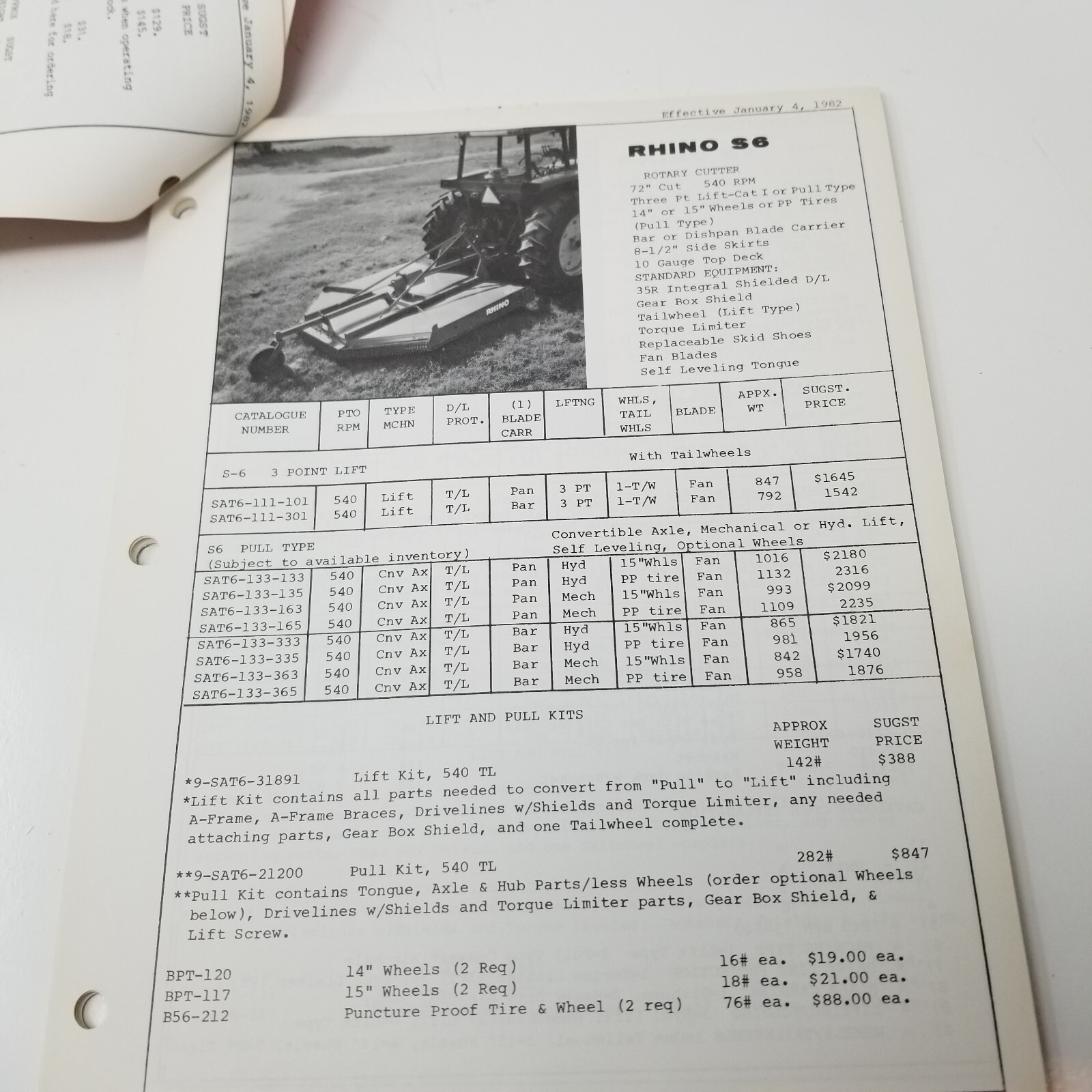 Rhino Mowers Cutters Shredders 1982 Price List Dallas Texas Photos Specs