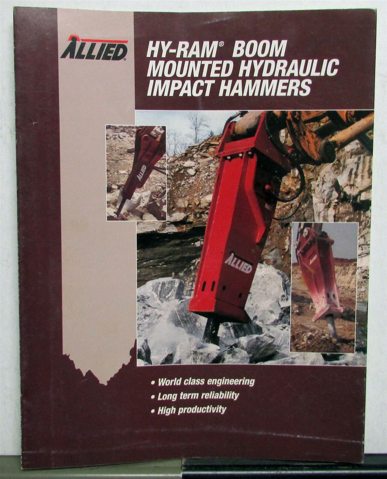 1990s Allied HY-RAM Boom Mounted Hydraulic Impact Hammers Sales Tri-Folder