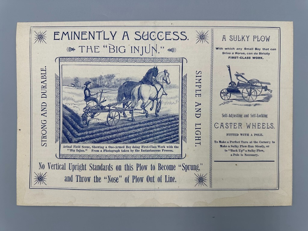 1888 GALE PLOW Big Injun FARM Advertising ALBION Michigan Circular