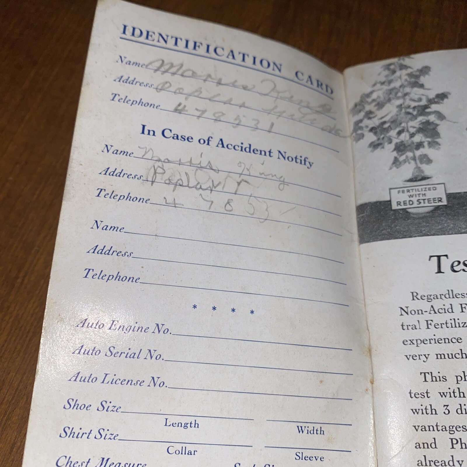 Vintage 1945 Swift&rsquo;s Red Steer Brand Fertilizers Advertising Memo Book Notepad