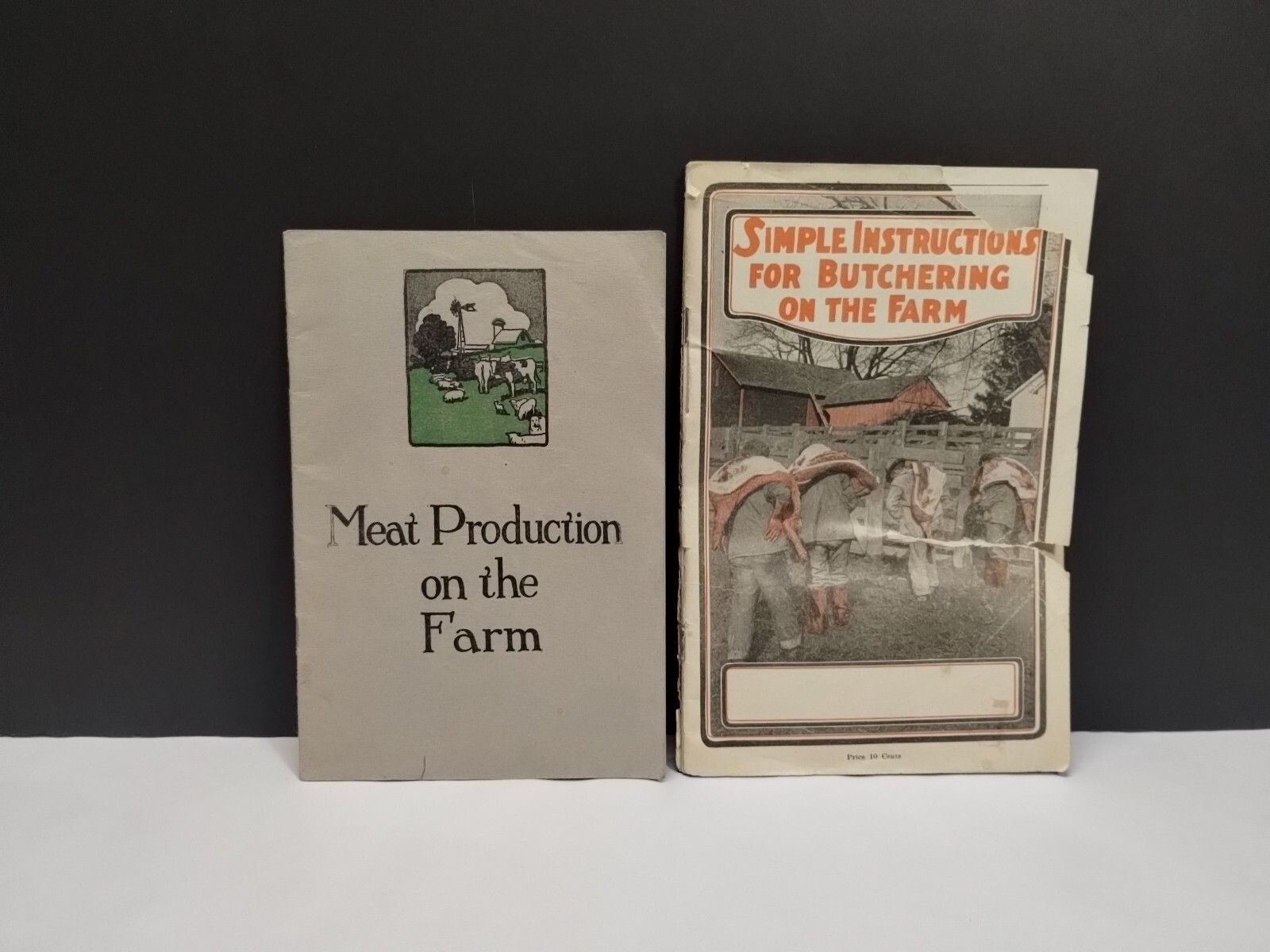 Vintage MEAT PRODUCTION On The FARM Bklet & 1922 Simple Instructions for Butcher