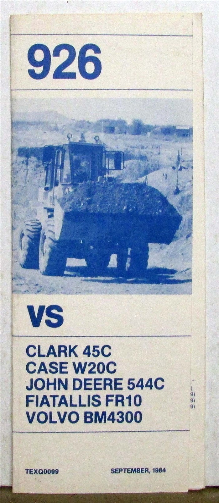 1985 Caterpillar 926 Wheel Loader VS Competition Construction Sales Brochure 1