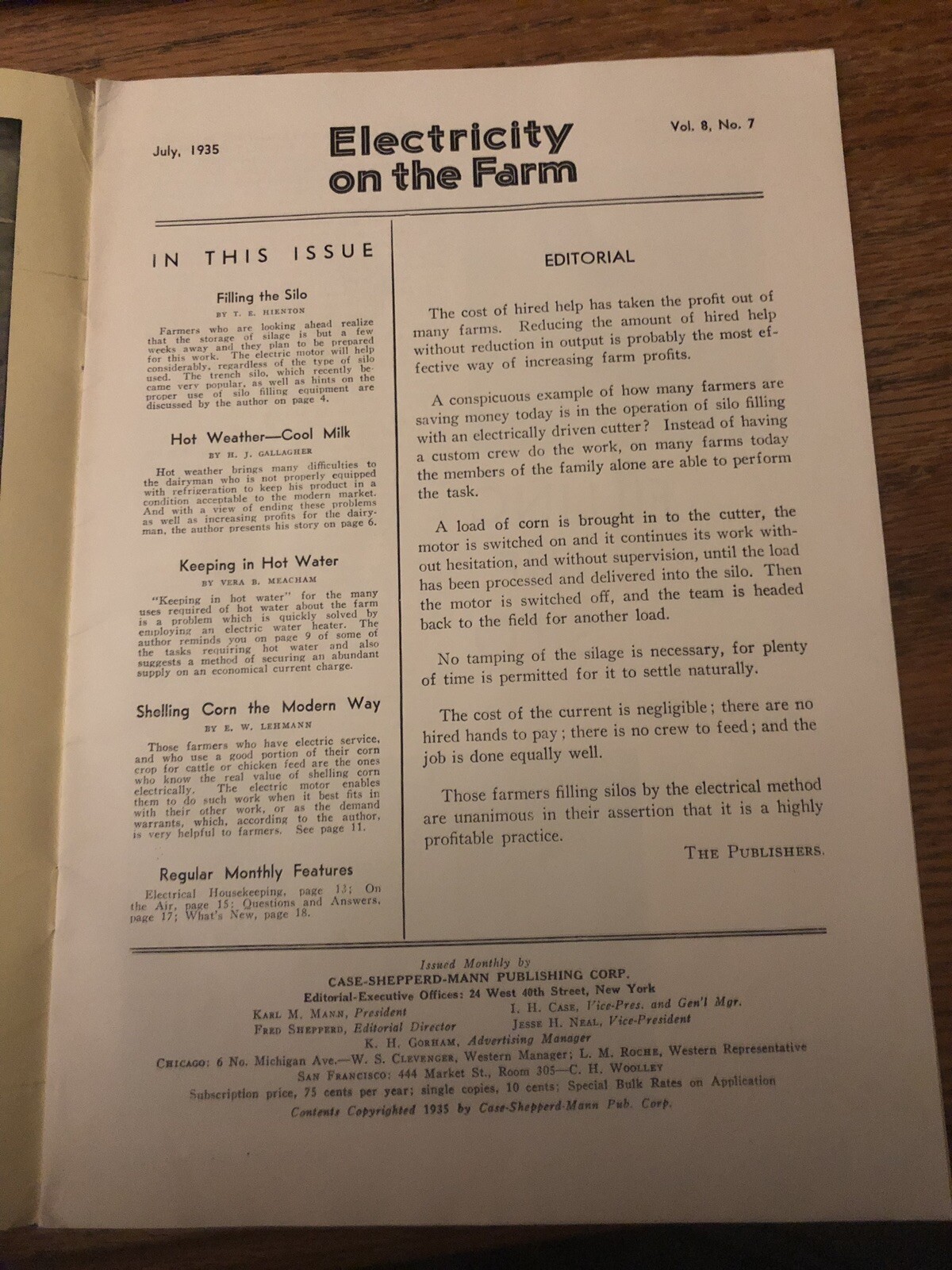 Electricity On The Farm July 1935, Corn Shelling Milk Cooling Water Heating