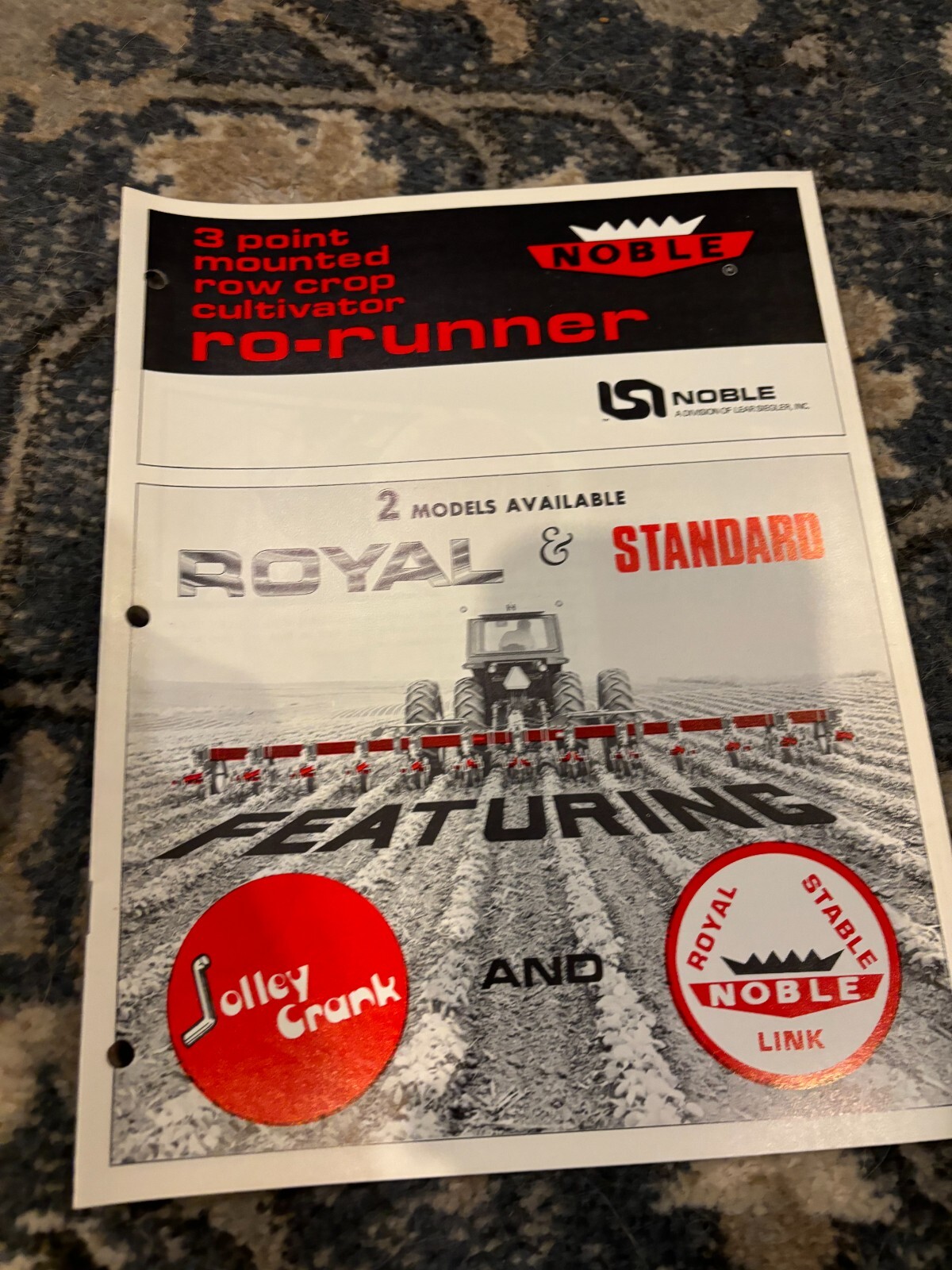 Noble 3 Point Mounted Row Crop Cultivator Ro-Runner Brochure FCCA24
