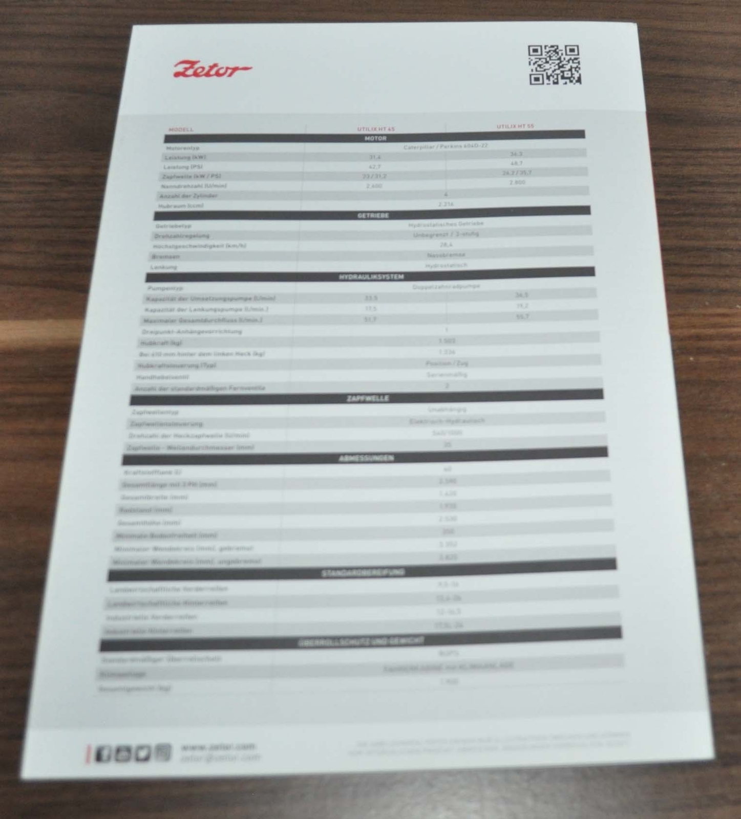 Zetor Utilix HT Tractor Specification Brochure Prospekt