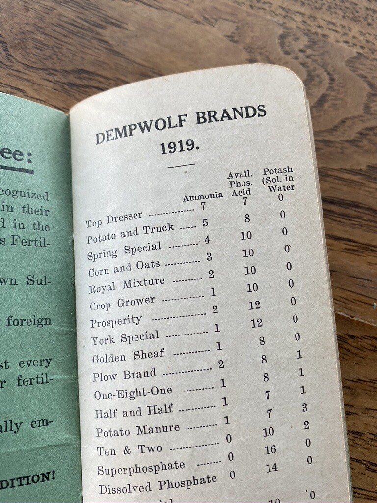 Vintage Dempwolf&rsquo;s Fertilizers Pocket Notebook York PA 1919 Farm Ag