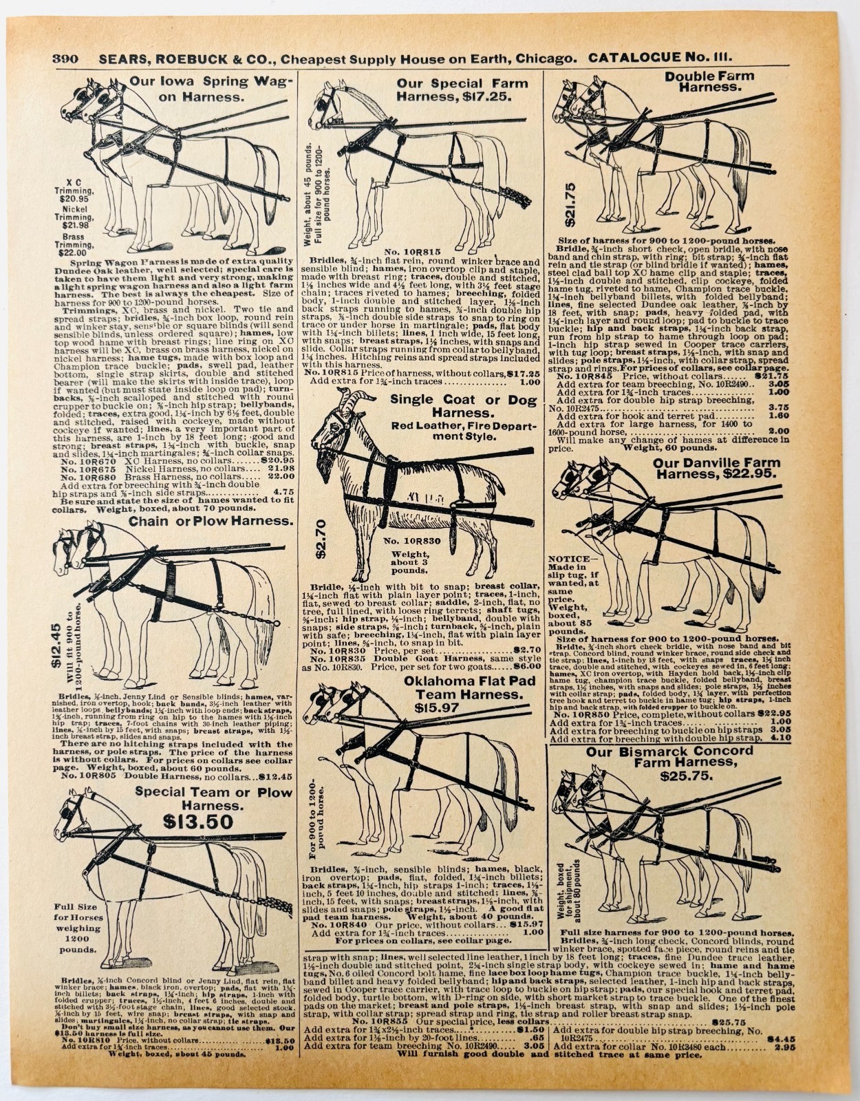 1901 Horse Goat Dog Harnesses Reproduction Advertisement Sears Agriculture DWW9B
