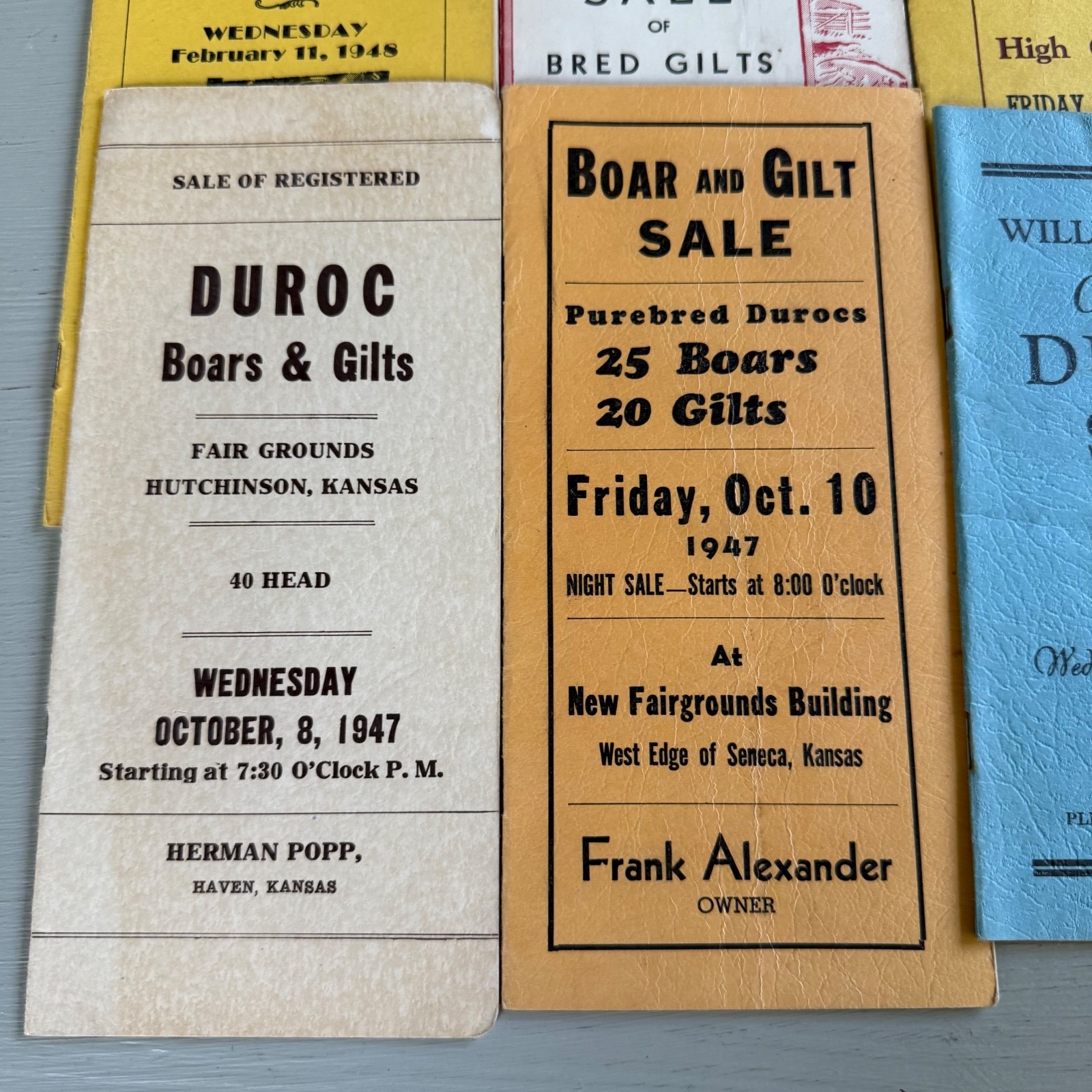 Mixed Lot of 15 Vintage Duroc Pig Hog Auction Sale Brochure Advertising Kansas