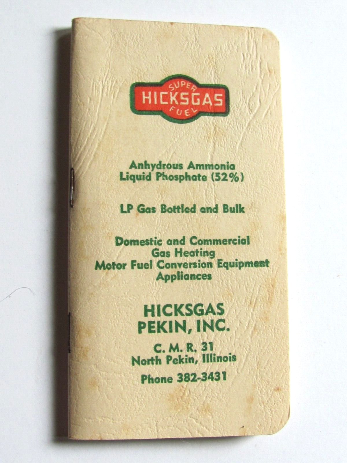 1966 HICKSGAS PEKIN NOTEBOOK FARM FERTILIZER LP GAS SERVICE