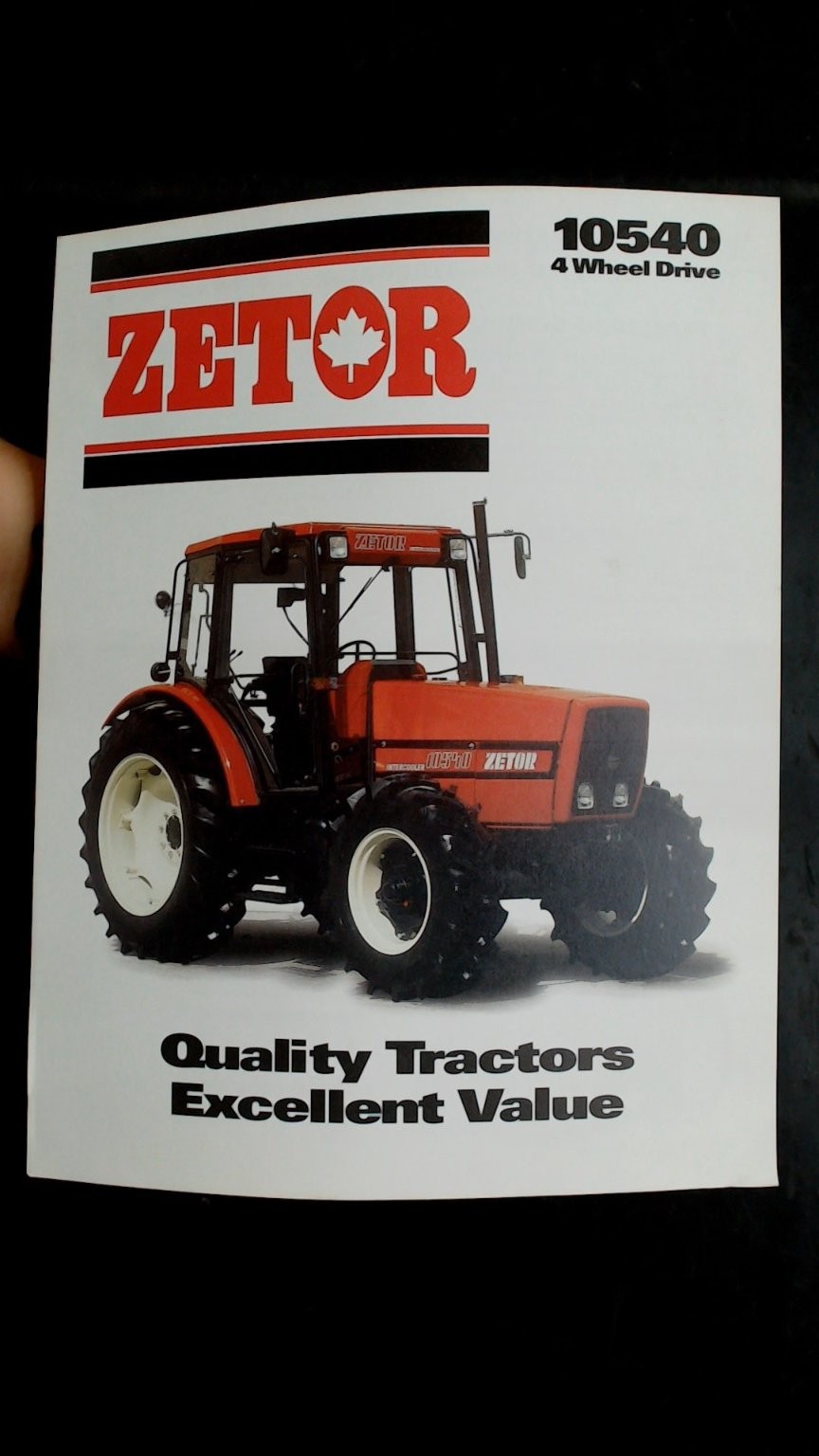 Zetor 10540 4 Wheel Drive Tractor Brochure Vintage Agriculture Flyer