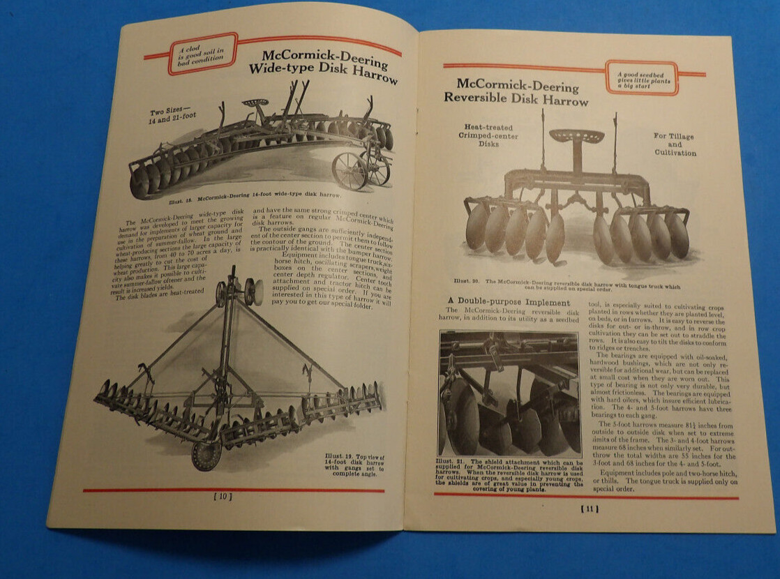 MCCORMICK DEERING BROCHURE 1931 TILLAGE CATALOG 31 PAGE