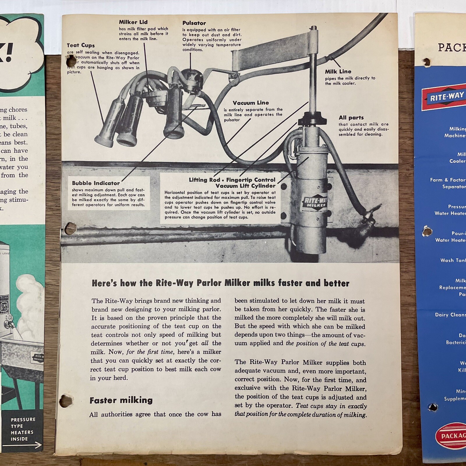 Rite-Way Dairy Farm Equipment Salesman Ads Memos Pamphlets 1950s lot 27 pieces