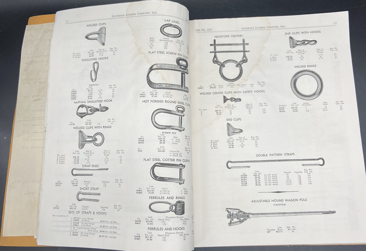 1937 Louisiana Lumber Company Catalog Cairo Illinois Wood Farm Implement Parts