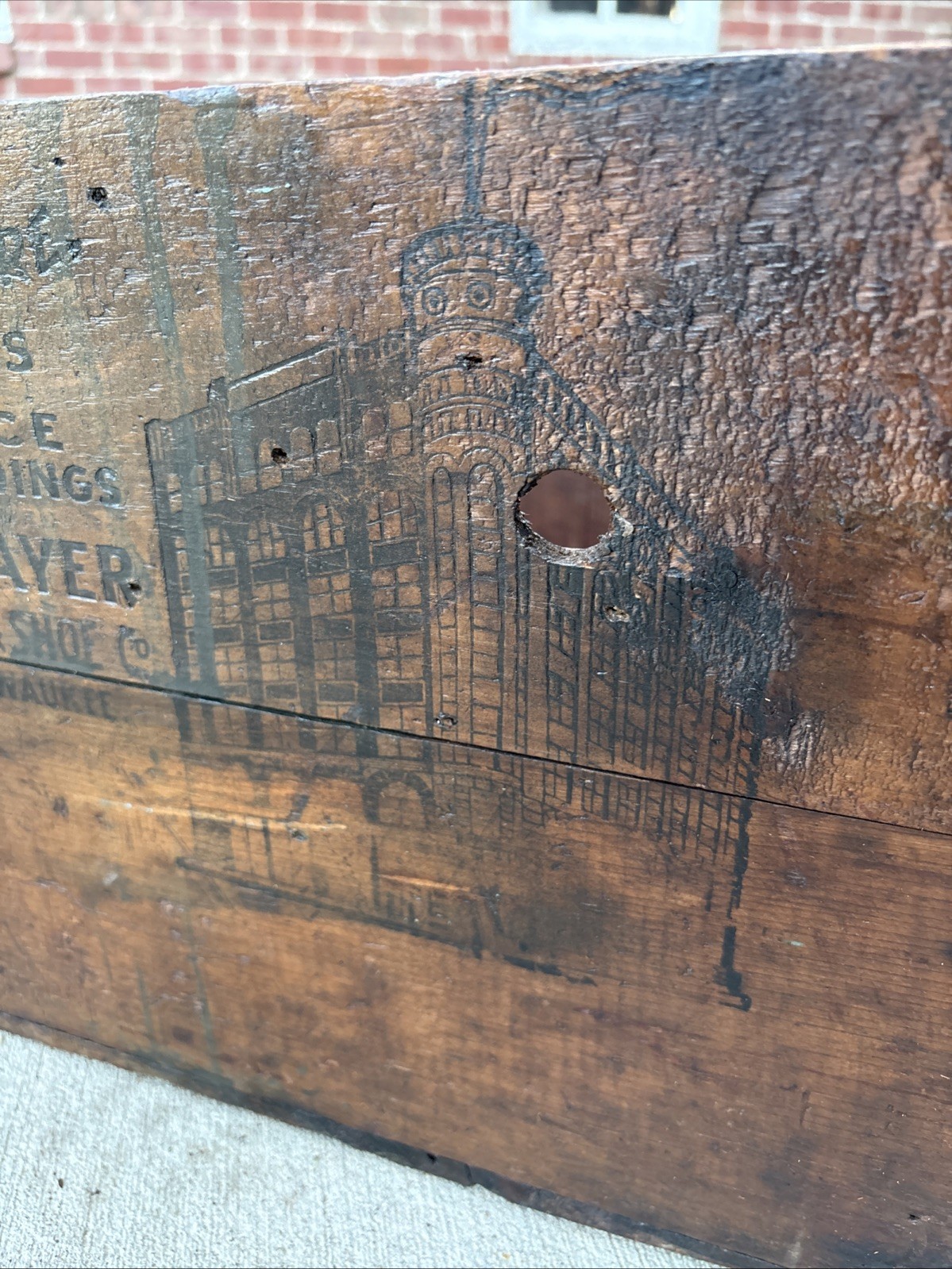 Antique Wooden Crate F. Mayer Boot & Shoe Co Milwaukee Wisconsin Wood Box